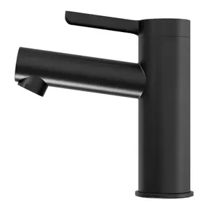 GoodHome Maza Medium Matt Black Round Basin Mixer Tap