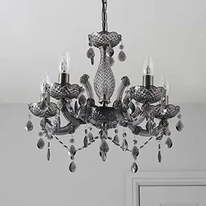 Matteo Chrome Smoked Acrylic 5-Light Pendant Chandelier for Bedroom Living Room