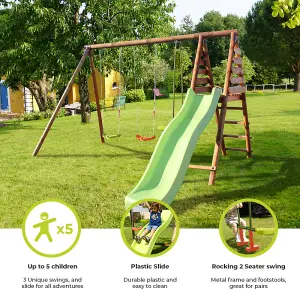 Violette Wooden Swing Set with Slide