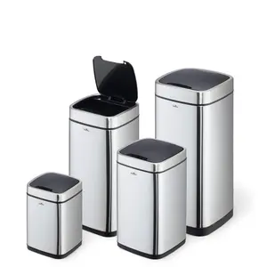 Durable Smart Gesture Motion Sensor Kitchen Bin - Stainless Steel - 12L Silver