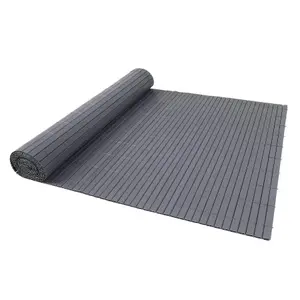 True Products Artificial Bamboo 20mm PVC Slat Screening Fencing Roll - Double Sided - 1.5m x 4m - Grey