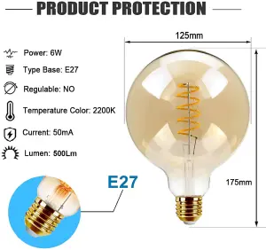 6W LED G125 Ball Bulb Ornament E27 Base, 2200K