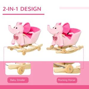 Adahy Plush Kid Ride on Elephant Rocker Pink