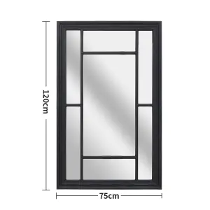 Black Decorative Large Wall Mounted Framed Mirror W 1200mm x H 750mm