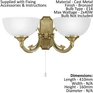 Ceiling Pendant Light & 2x Matching Wall Lights Bronze & Satin Glass Chandelier