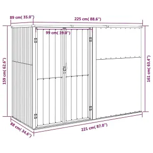 Berkfield Garden Tool Shed Brown 225x89x161 cm Galvanised Steel