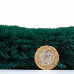 Jewel Green Shaggy Plain Modern Polyester Easy to Clean Rug for Living Room and Bedroom-80cm X 150cm