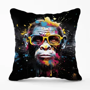 Coloured Splashart Monkey Face Cushions 60cm x 60cm