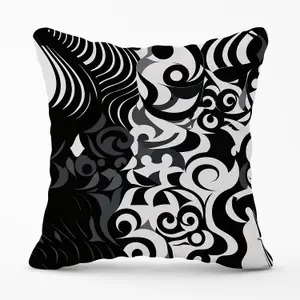 Black Grey Abstract Outdoor Cushion 45cm x 45cm