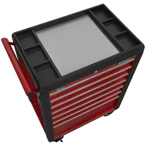 7 Drawer Red Portable Tool Chest with Lock - Heavy-Duty Mobile Storage Solution