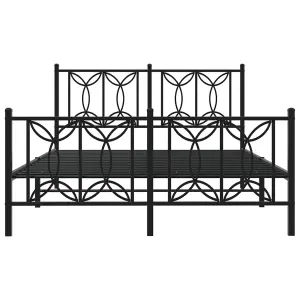 Berkfield Metal Bed Frame without Mattress with Footboard Black 140x200cm