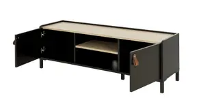 Diagone Chestnut & Black Television Stand - 2 door TV bench