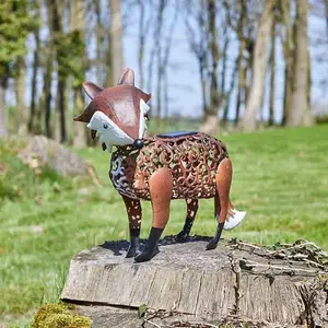 Solar Powered LED Fox Metal Silhouette Garden Animal Sculptures