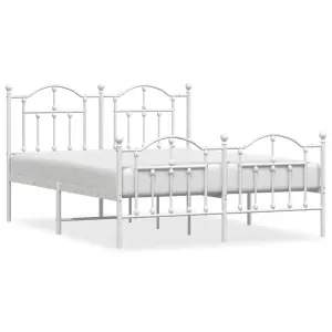 Berkfield Metal Bed Frame with Headboard and Footboard White 150x200 cm