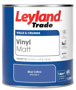 Leyland Trade Vinyl Matt Walls & Ceilings Emulsion Paint Blue Calico (PPG1246-7) 1L