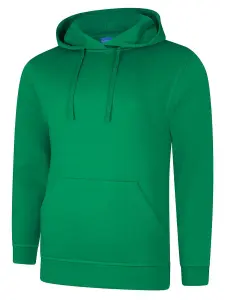 Uneek - Unisex Deluxe Hooded Sweatshirt/Jumper - 60% Ring Spun Combed Cotton 40% Polyester - Kelly Green - Size XS