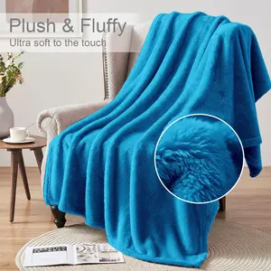 Makilah Sherpa Fleece Throw Fur  Blanket Teal / 270cm H x 230cm W