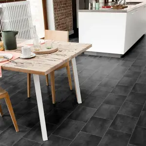 Grey Modern Tile Effect Anti-Slip Vinyl Flooring for Home, Shops, & Offices, 3.8mm Thick Vinyl Sheet-1m(3'3") X 2m(6'6")-2m²