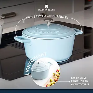 MasterClass Cast Aluminium 4L Casserole Dish Sky Blue