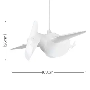 ValueLights Children's White Pterodactyl Dinosaur Jurassic Bedroom Ceiling Pendant Light Shade