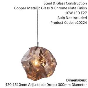 Metallic Copper Rock Design Ceiling Pendant Light Dimmable Hanging Light Fitting