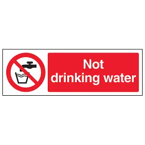 Not Drinking Water Hygiene Safety Sign - Rigid Plastic - 450x150mm (x3)