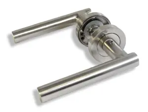 Door Handles T Bar Straight Lever on Rose Latch - Satin 125mm