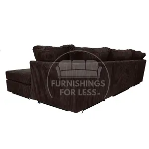 Bishop Chocolate U Shaped Soft Fabric Jumbo Cord Detachable 5 Seater Large Sofa