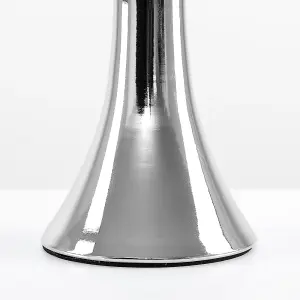 ValueLights Modern Chrome Curved Base Dimmable Touch Table Lamp With Grey Fabric Shade