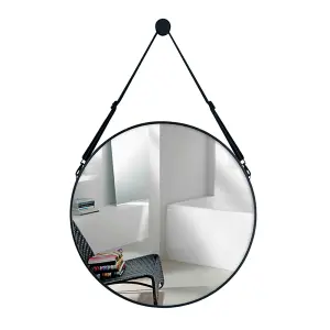 Black Wall Mounted Framed Bathroom Mirror Round Mirror Vanity Mirror Dia 60 cm