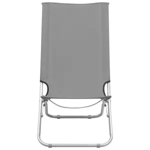 Berkfield Folding Beach Chairs 2 pcs Grey Fabric