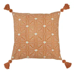 Geometric Square Throw Cushion (Set of 2) Coral / Polyester