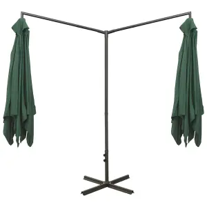 Berkfield Double Parasol with Steel Pole Green 600x300 cm