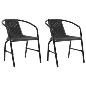 Berkfield Garden Chairs 2 pcs Plastic Rattan and Steel 110 kg