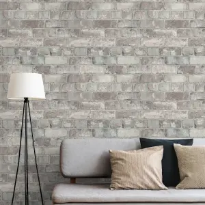 GDUK Brick Effect Elba Textured Wallpaper,  Pastel Blush