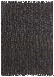 Modern Handmade Kilim Black Plain Jute Easy to Clean Rug for Living Room Bedroom & Dining Room-120cm X 170cm