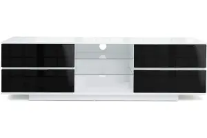 Centurion Supports Avitus Gloss White with 4-Black Drawers and 2-Shelves up to 65" Flat Screen TV Stand