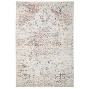 Distressed Beige Multicolour Persian Style Washable Non Slip Rug 200x290cm