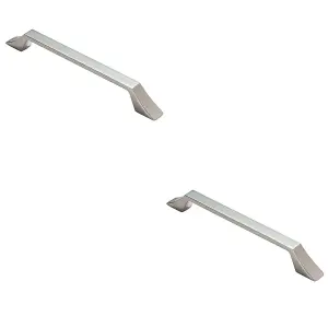 2 PACK - Angular Kitchen Pull Handle Satin Nickel 160mm Centres Shaker Cabinet Drawer