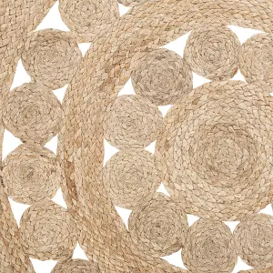 Round Area Rug Braided 120 cm Beige BIRECIK