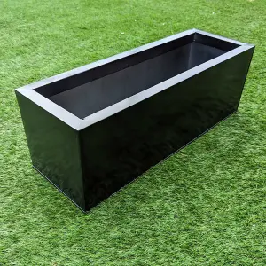 70cm Zinc Platinum Black Window Box Planter