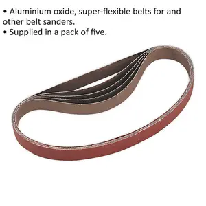 5 Pack of 20mm x 520mm Sanding Belts - 120 Grit Aluminium Oxide for Precision Finishing