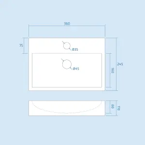 Nes Home 375 x 270mm Cloakroom Rectangle Counter Top Basin Sink