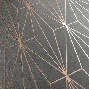 Muriva Charcoal & Rose Gold Geometric Metallic effect Embossed Wallpaper