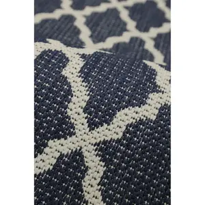 Melrose Trellis Gel Flatweave Blue Medium Area Rug 080/150cm