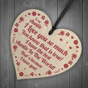 Novelty Auntie Birthday Mothers Day Gift Wood Heart Love Gift Thank You Plaque