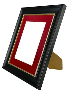 Scandi Black with Crackle Gold Frame with Red Mount for Image Size 7 x 5 Inch