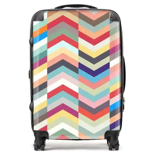 Geometric Multi Colored Chevron Pattern Suitcase - Medium