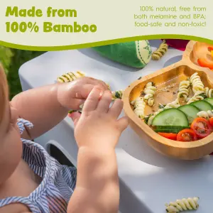 Bamboo Llama Baby Weaning Plate & Fork Set - Beige