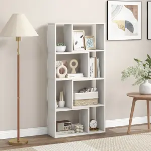 COSTWAY 5-Tier Geometric Bookshelf 120 CM Tall Bookcase Modern 8-Cube Display Shelving